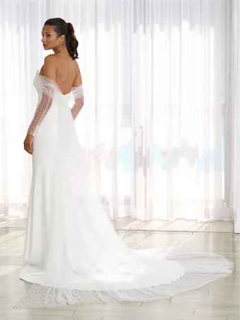 Adrianna Papell Platinum 31287  Sheath Wedding Dress with Detachable Sleeves #4 backface vertical thumbnail
