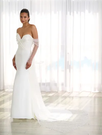 Adrianna Papell Platinum 31287  Sheath Wedding Dress with Detachable Sleeves #7 frontface vertical cropped thumbnail