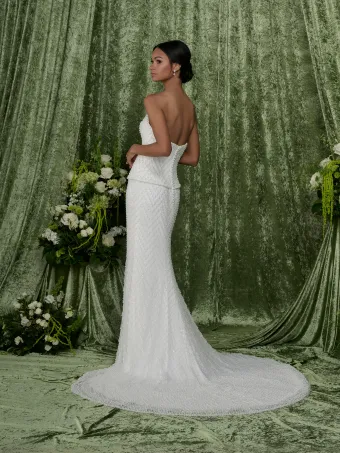 Adrianna Papell Platinum 31350  Beaded Fit-and-Flare Wedding Dress #2 default backface vertical thumbnail
