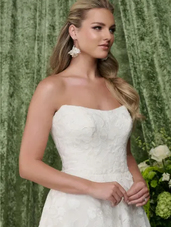 Adrianna Papell Platinum 31350  Beaded Fit-and-Flare Wedding Dress #5 frontface vertical cropped thumbnail