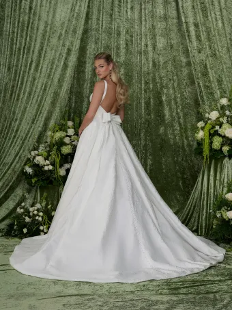 Adrianna Papell Platinum 31351  A-line V-neck Wedding Dress with Appliques & Train #1 default backface vertical thumbnail