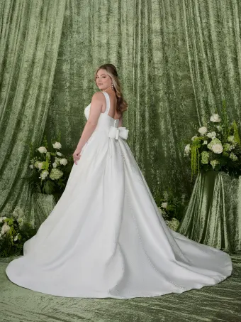 Adrianna Papell Platinum 31351W  A-line V-neck Wedding Dress with Train #1 default backface vertical thumbnail