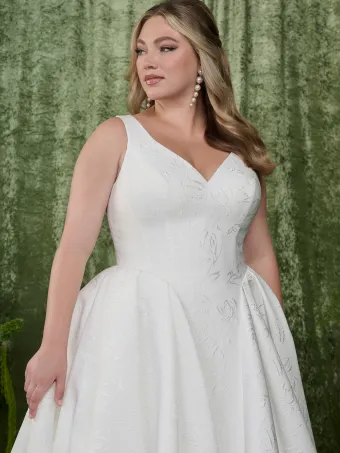 Adrianna Papell Platinum 31351W  A-line V-neck Wedding Dress with Train #2 frontface vertical cropped thumbnail