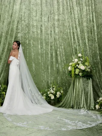 Adrianna Papell Platinum 31355  Fit-and-Flare Wedding Dress with Off-Shoulder Neckline #1 default backface vertical thumbnail