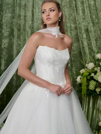 Adrianna Papell Platinum 31356  Strapless Ballgown Wedding Dress #4 frontface vertical cropped thumbnail