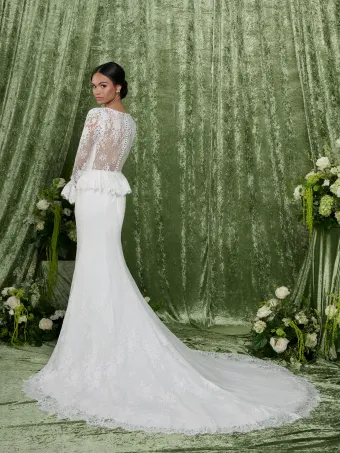 Adrianna Papell Platinum 31357  Lace Trumpet Wedding Dress with Sleeves #1 default backface vertical thumbnail