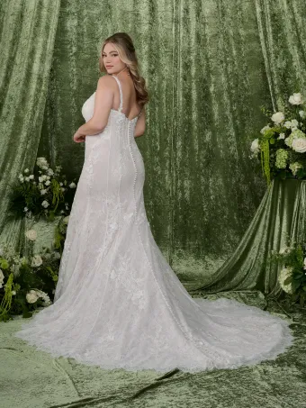 Adrianna Papell Platinum 31359W  Lace Trumpet Wedding Dress with Train #1 default backface vertical thumbnail