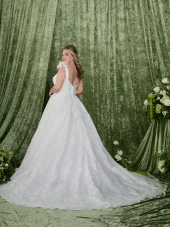 Adrianna Papell Platinum 31360W  A-line Square Neck Wedding Dress with Train #1 default backface vertical thumbnail