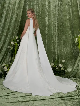 Adrianna Papell Platinum 31361  A-line Strapless Wedding Dress with Appliques #3 backface vertical thumbnail