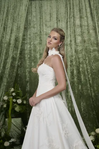Adrianna Papell Platinum 31361  A-line Strapless Wedding Dress with Appliques #5 vertical cropped thumbnail