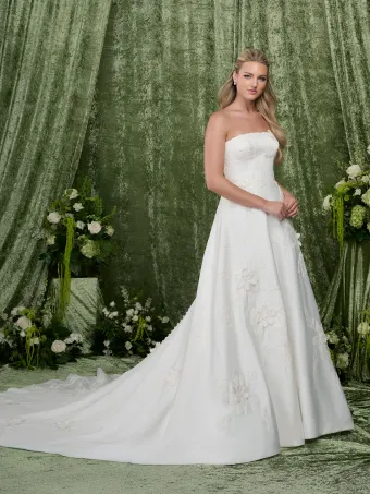 Adrianna Papell Platinum 31361  A-line Strapless Wedding Dress with Appliques #0 default frontface vertical thumbnail