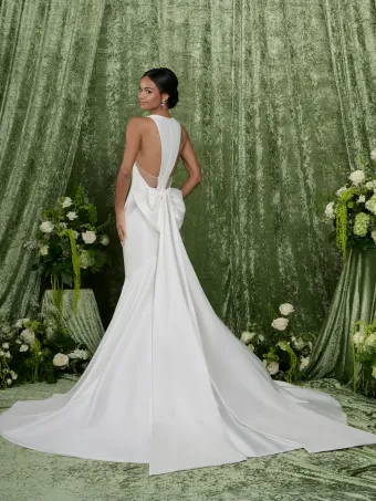 Adrianna Papell Platinum 31362  Elegant Halter Trumpet Wedding Dress #2 backface vertical thumbnail