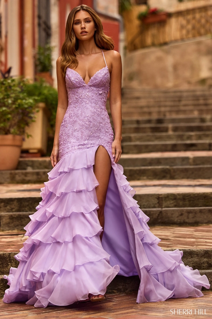 Sherri Hill Style #57025 #1 Lilac frontface vertical picture