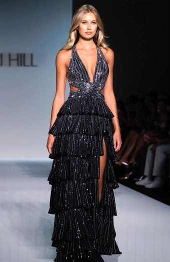 Sherri Hill 57055 $1 Black/Silver frontface vertical thumbnail
