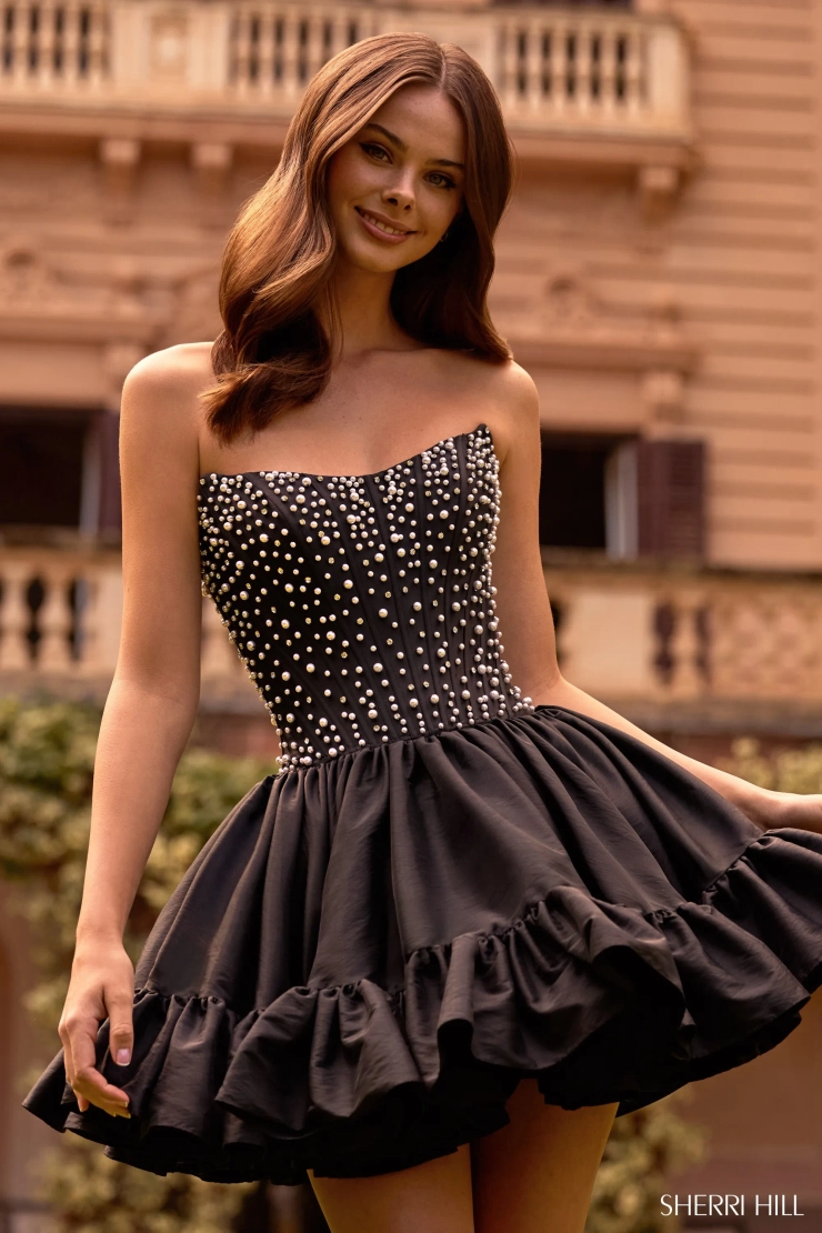 Sherri Hill 57291 #1 Black frontface vertical cropped picture
