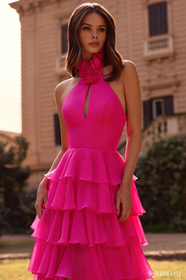 Sherri Hill Style #57305 #3 Bright Fuchsia frontface vertical cropped picture