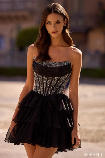 Sherri Hill 57404 $2 Black/Silver frontface vertical cropped thumbnail