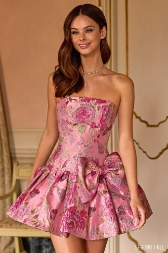 Sherri Hill 57468 $0 default rose/gold print frontface vertical thumbnail