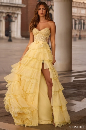 Sherri Hill 57479 $0 default Yellow frontface vertical thumbnail