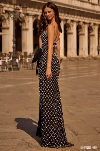 Sherri Hill 57549 $1 default Black/Ivory/Silver backface vertical thumbnail