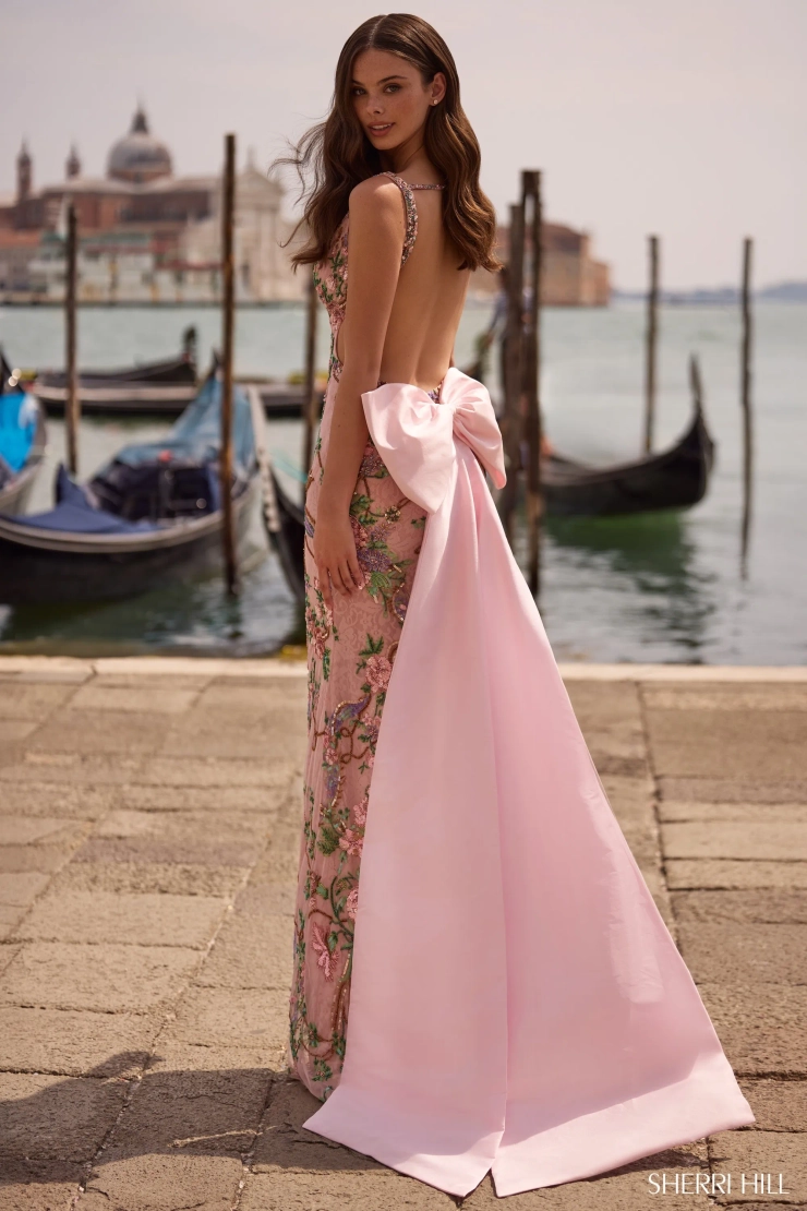 Sherri Hill 57601 #1 default Light Pink Print backface vertical picture