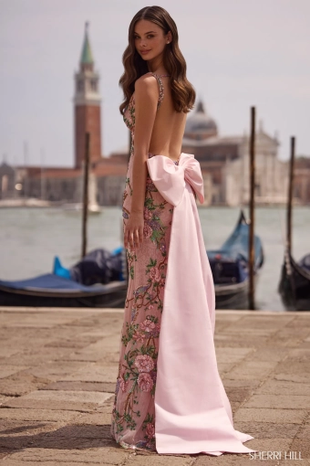 Sherri Hill 57601 $2 Light Pink Print backface vertical thumbnail