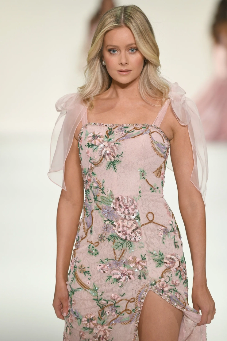 Sherri Hill Style #57602 #4 Light Pink Print frontface vertical cropped picture