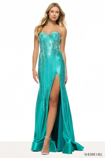 Sherri Hill 57657 $1 Teal frontface vertical thumbnail