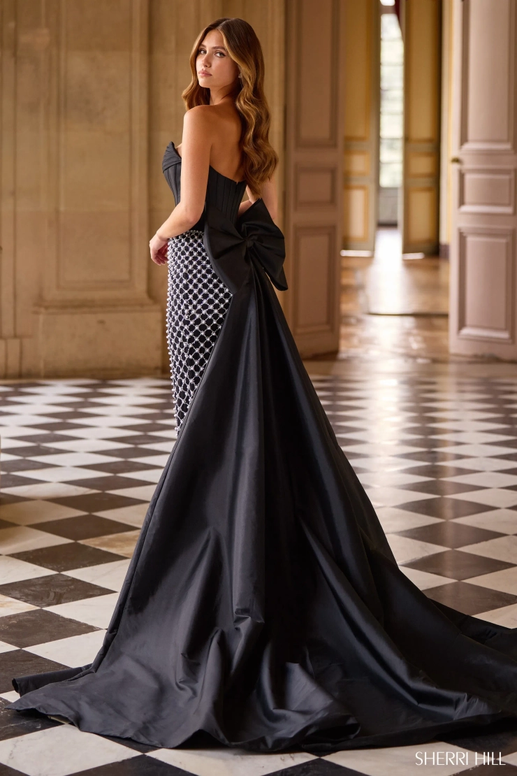 Sherri Hill 57671 #1 default Black/Ivory/Silver backface vertical picture