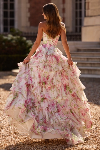 Sherri Hill 57693 $2 default Ivory/Pink/Green Print backface vertical thumbnail