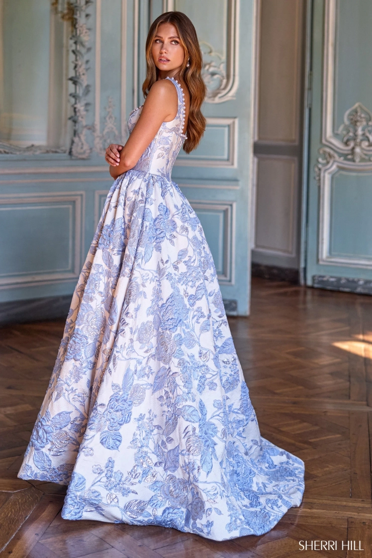 Sherri Hill 57731 #1 default Ivory/Light Blue backface vertical picture