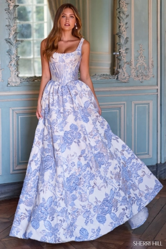 Sherri Hill 57731 $0 default Ivory/Light Blue frontface vertical thumbnail