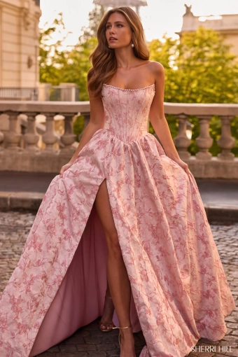 Sherri Hill 57752 $1 Peach frontface vertical thumbnail