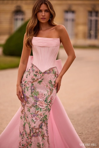 Sherri Hill 57795 $4 Light Pink Print frontface vertical cropped thumbnail
