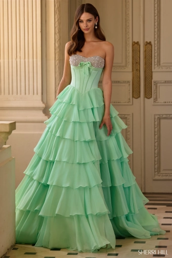 Sherri Hill 57799 $0 default Light Green frontface vertical thumbnail