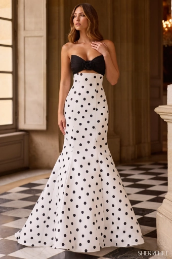 Sherri Hill 57800 $1 Ivory/Black frontface vertical thumbnail