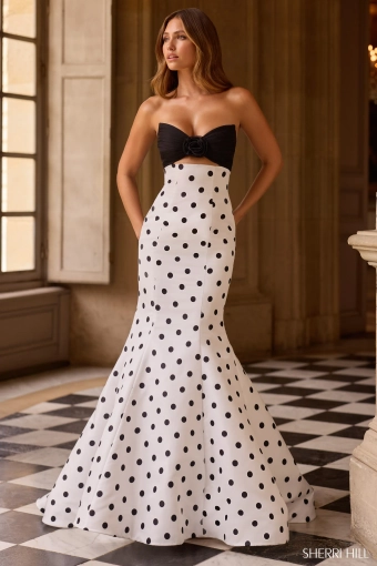 Sherri Hill 57800 $2 Ivory/Black frontface vertical thumbnail