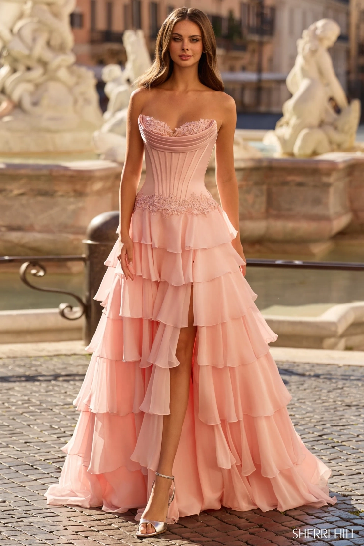 Sherri Hill 57868 #0 default Blush frontface vertical picture