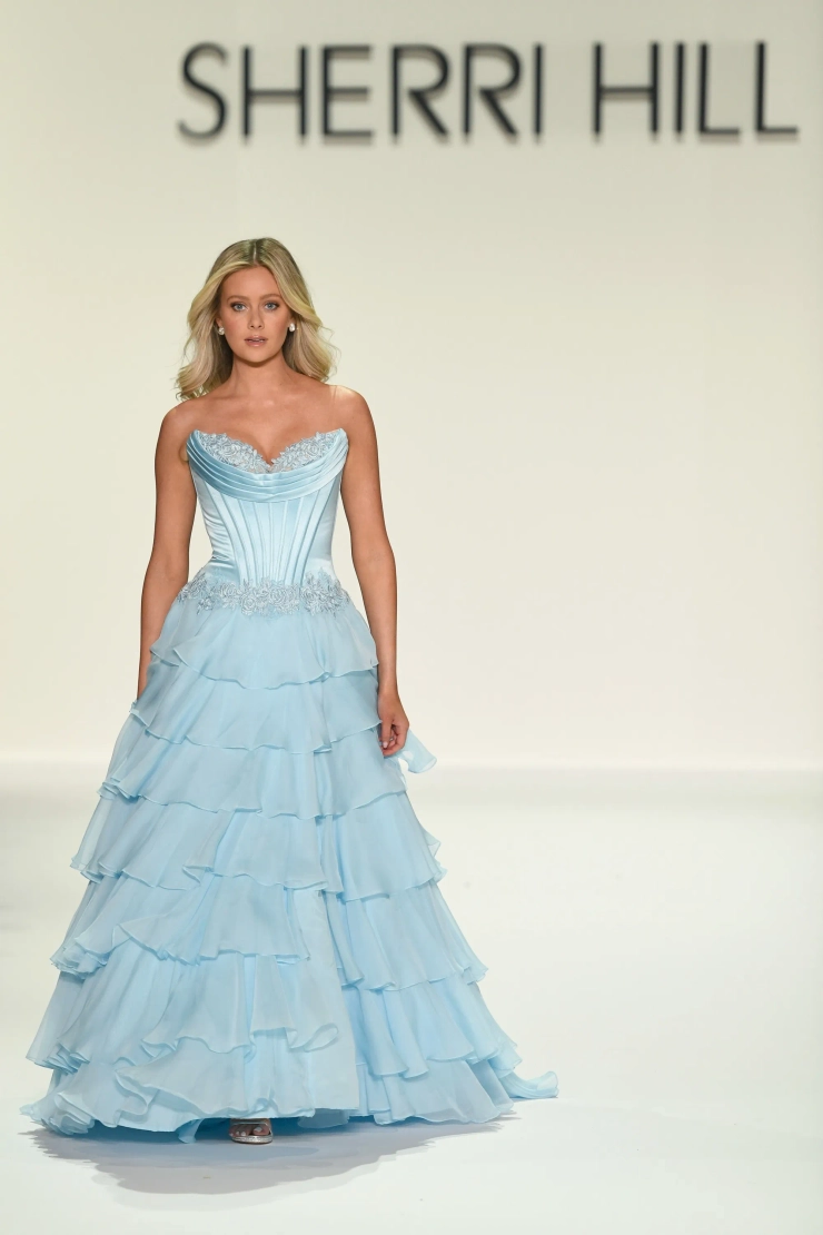 Sherri Hill Style #57868 #1 Light Blue frontface vertical picture