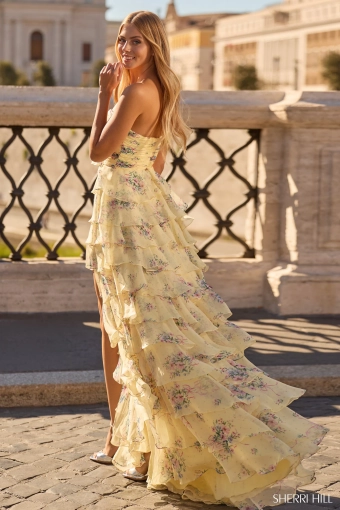 Sherri Hill 57907 $2 default Yellow Print backface vertical thumbnail