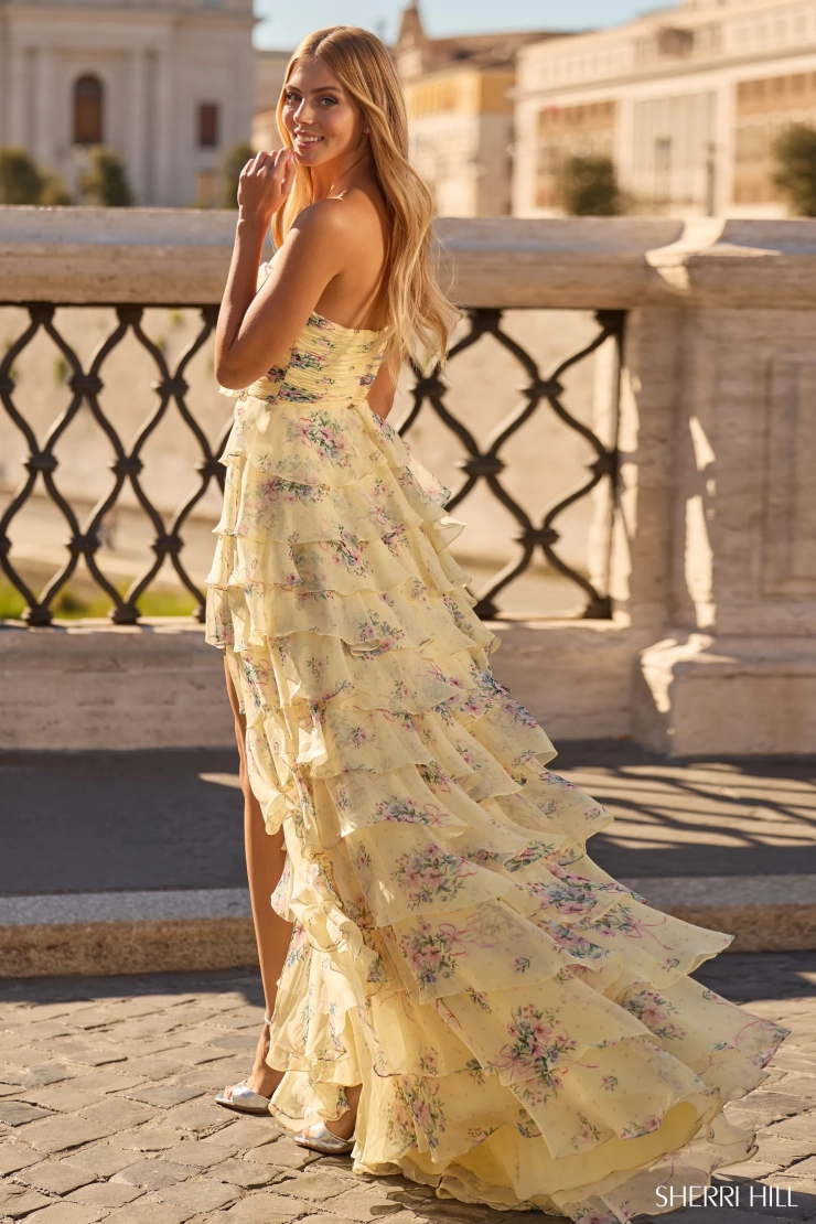 Sherri Hill 57907 #2 default Yellow Print backface vertical picture