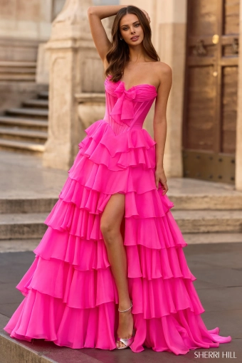 Sherri Hill 57923 $1 Bright Fuchsia frontface vertical thumbnail