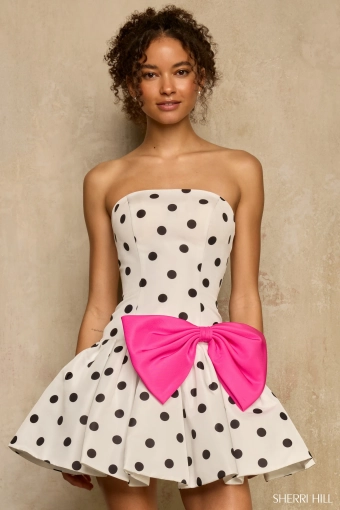 Sherri Hill 57989 $0 default White/Black/Bright Pink frontface vertical cropped thumbnail