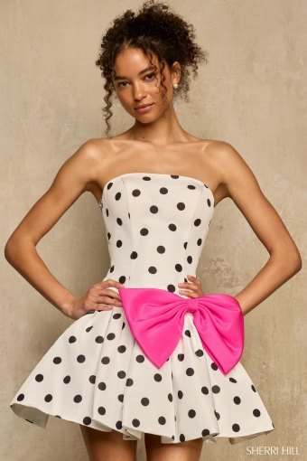 Sherri Hill 57989 $1 White/Black/Bright Pink frontface vertical cropped thumbnail