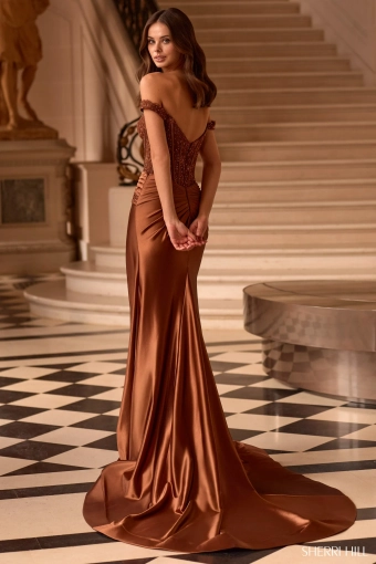 Sherri Hill 58042 $1 default Brown backface vertical thumbnail