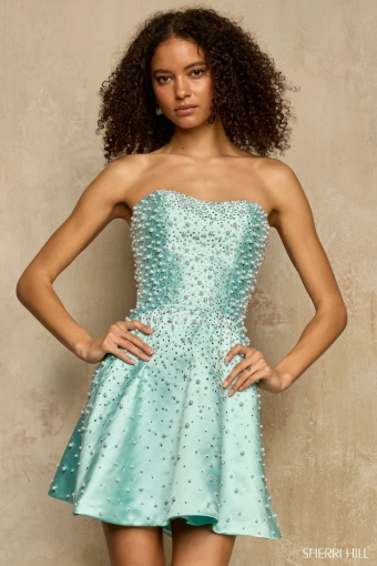 Sherri Hill 58103 $1 Aqua/Silver frontface vertical cropped thumbnail