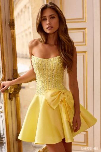 Sherri Hill 58105 $0 default Yellow/Silver frontface vertical cropped thumbnail