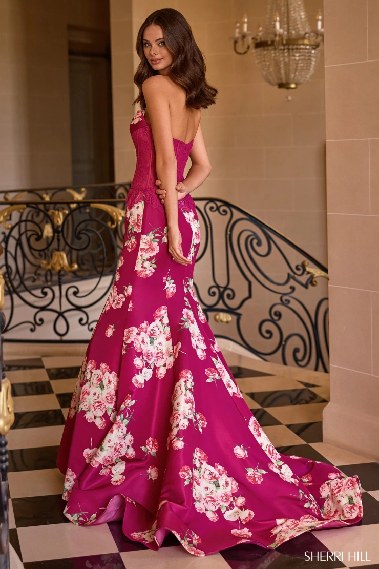 Sherri Hill 58180 #1 default Plum Print backface vertical picture