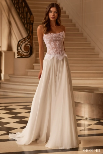 Sherri Hill 58248 $1 Ivory/Nude frontface vertical thumbnail