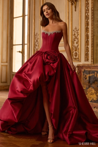 Sherri Hill 58250 $1 Burgundy frontface vertical thumbnail
